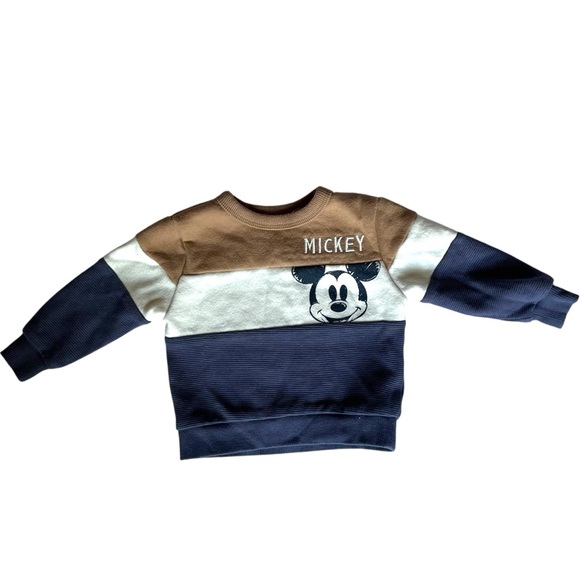 Disney Mickey Mouse Kids Colorblock Crewneck Sweatshirt - Picture 1 of 6